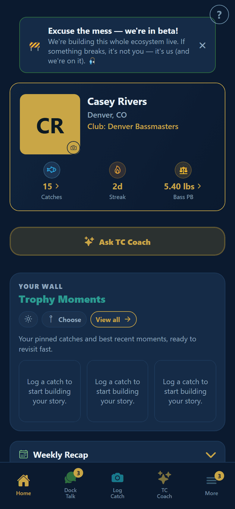 Home dashboard