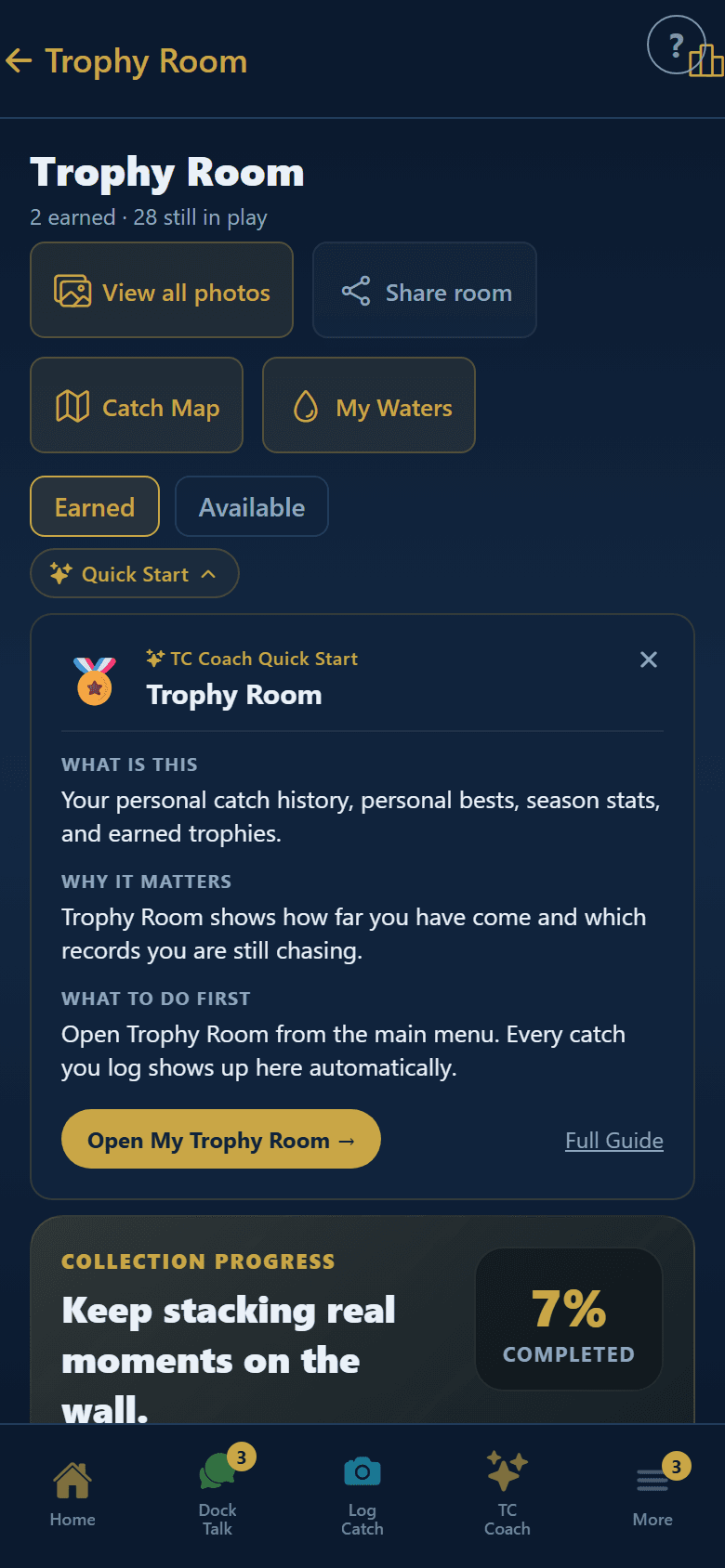 Trophy Room — 30 trophies to earn, with collection progress